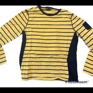 Ralph Lauren Chaps Sport Women’s Long Sleeve Shirt. Yellow and Navy Striped